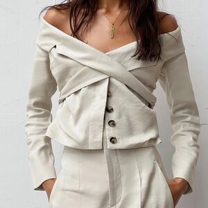 Zara Fitted Blazer Jacket Limited Edition Stone 7917/999 Size S